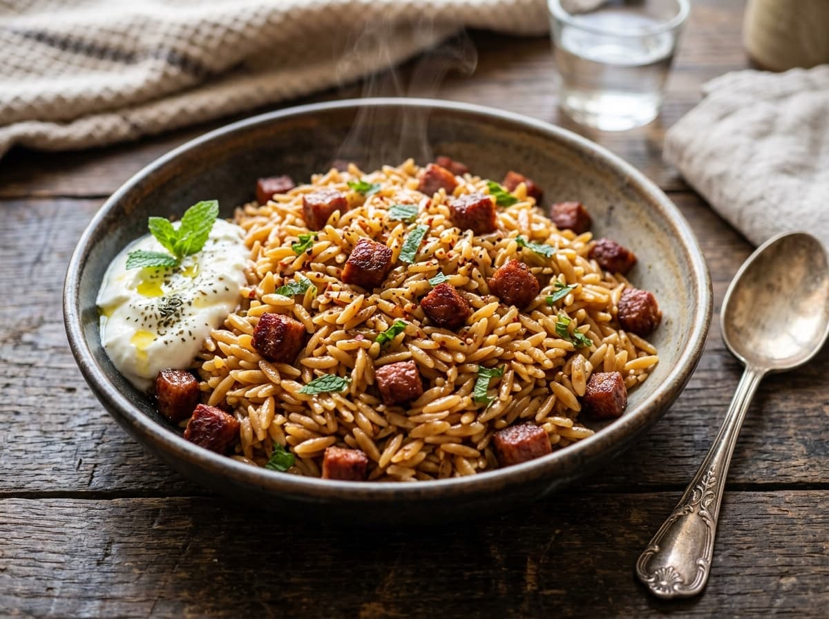 Sucuklu Arpa Şehriye Pilavı